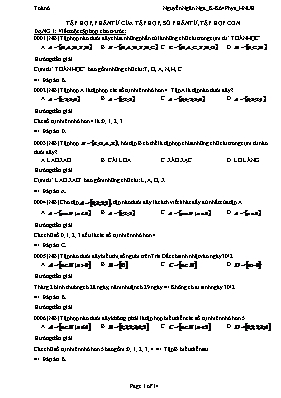 Chuyên đề bài tập Đại số Lớp 6 Tập hợp, phần tử của tập hợp, số phần tử, tập hợp con